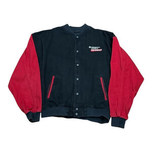 iD Wear Jacket Mens Large Black Red Varsity Bomber Federal Mogul Performance